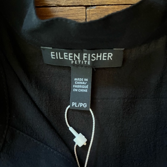 Eileen Fisher silk tunic sleeveless NWT in black size large petite - Picture 2 of 3
